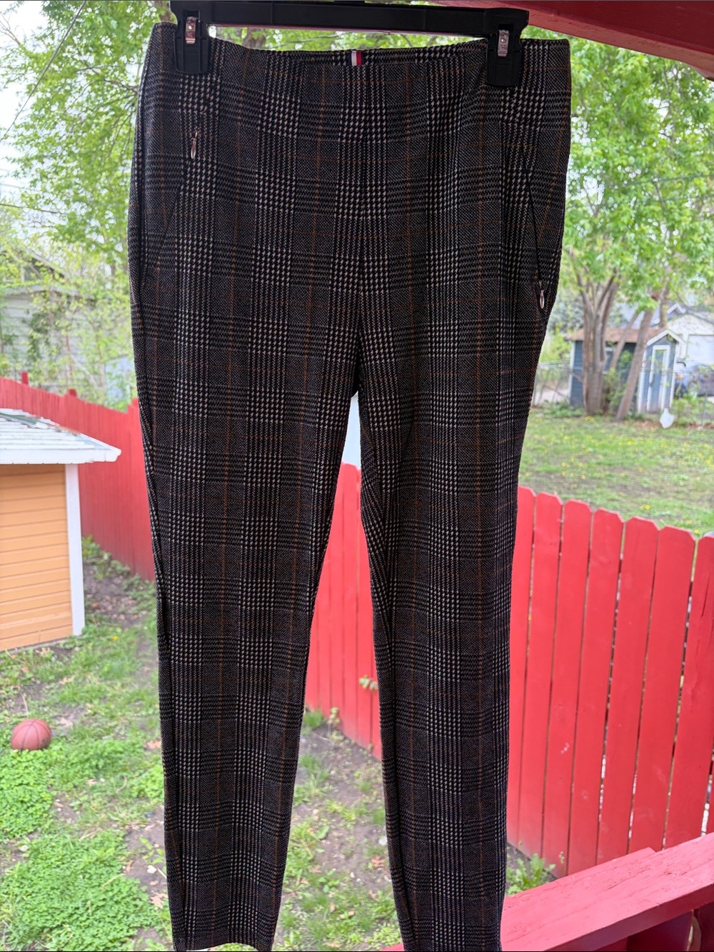 Tommy Hilfiger Black Plaid Straight-Leg Pants